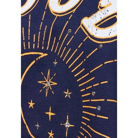 PEACH LOVE CALIFORNIA Good vibes navy blue top sz medium and large - Picture 6 of 9